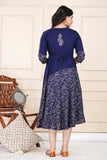 Blue long-sleeved women's kurta