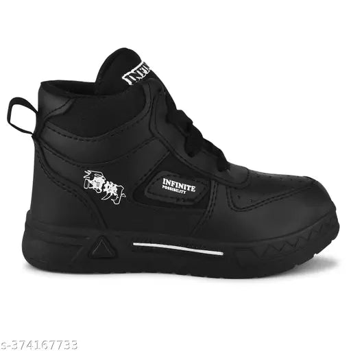 Black sports shoes for boys and kids, BUMRAH branding