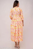 Printed long-sleeved anarkali kurta with floral pattern, for women