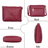 Maroon faux leather purse with quilted design, detachable shoulder strap