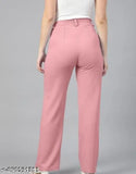 Pink stretchy fabric women's trouser casual wear pack of 2