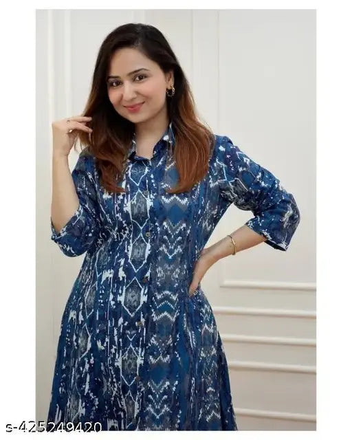 Rayon printed combo coord set, three-quarter sleeves for all age women