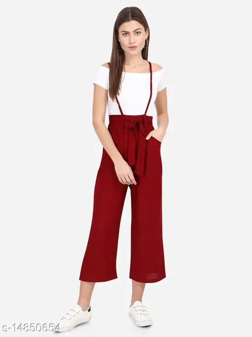 Rayon solid-colored dungaree jumpsuit, stylish and fabulous for women's fashion, made in India
