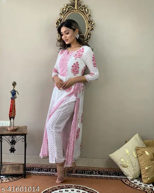 Printed rayon kurta set for women daily wear, matching pants included
