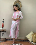 Printed rayon kurta set for women daily wear, matching pants included