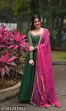 Embellished Georgette Kurta set with Bandhani printed dupatta, heavy embroidery on Rashmika design, Indian handcrafted clothing for women in various sizes (S-XXXL)