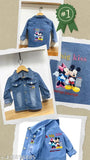 Big mckay kiss denim jacket, blue jean material, zip closure