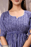 Viscose rayon striped shibori print anarkali kurti for women, three-quarter sleeves, India origin