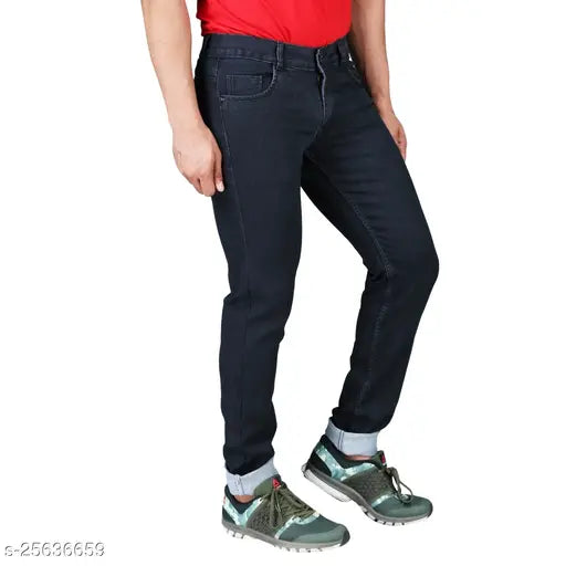 Denim solid men's jeans, trendy Ravishing fit, size 32 (India-made)