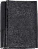 Aava black PU trifold wallet, 5 compartments, free size (12cm x 8cm), India-made solid accessory