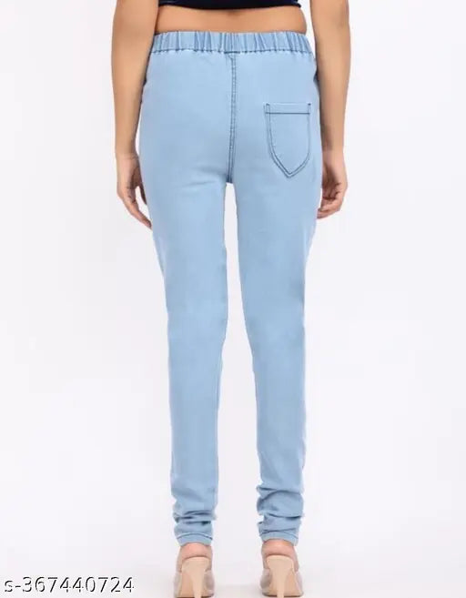 Denim jeggings for women - solid, comfortable denim jeans, size 40/42/44 inches, Made in India