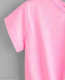 Pink cotton blend crop top with "Just Smile" printed design, short sleeves, size S for bust 32 inches and length 18 inches