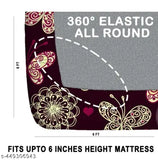 Multi-color elastic cotton 240TC Soniasaa Branded double bed sheet (90x90in), fitted size 78x72in, with 2 pillow covers. Machine washable for easy care