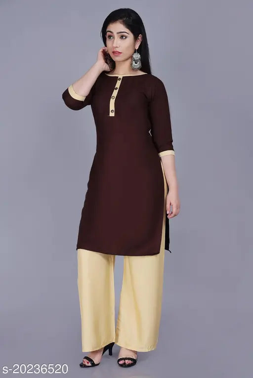 Rayon stitched kurti-palazzo set, trendy women's fashion in self-design pattern from Abhisharika, three-quarter sleeves, Maha price drop sale