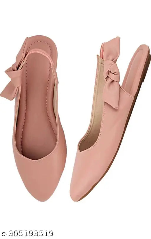 Synthetic leather stylish pink bellies for women (PINK), slip-on ballerinas on display stand