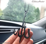 Black adjustable chain Islamic Allah pendant for car rearview mirror, laser cut acrylic, EliteAuto Premium design