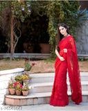 Embroidered net Indian saree set, free size with 5.5m length and separate blouse