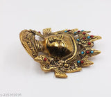 Metal Tibetan Lady Face Buddha mask for serenity, peace, home decor, Vastu/Feng Shui remedy (3cm x 10cm x 7cm)