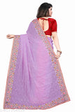 Purple silk saree with heavy embroidery and sequin detailing