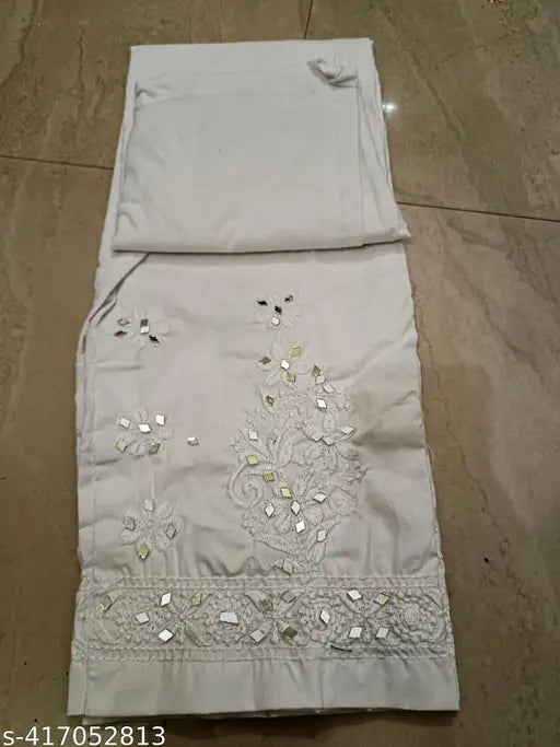 Mirror work cotton pant, chikankari pattern, handcrafted Indian ethnic wear