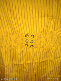 Printed cotton silk short-sleeve woman top in black and yellow, size M (bust 26in, length 23in), made in India
