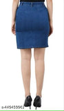 Navy blue denim mini skirt with zip closure