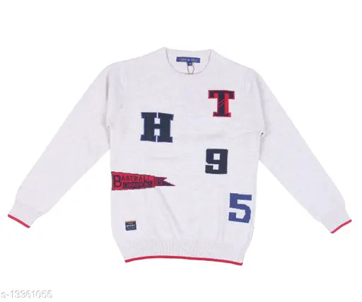 Cotton kids sweater, solid color long sleeve for boys aged 12-15 months to 14-15 years, India origin