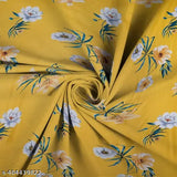Yellow microfiber double floral fitted elastic bedsheet (Pack of 1) with complementary pillow covers, ideal for summer use on standard size beds
