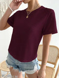 Pretty polycotton short-sleeve t-shirt for women, self-designed net pattern