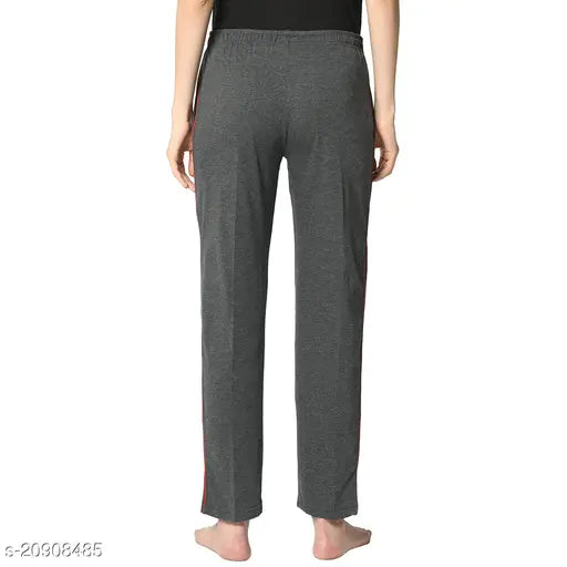 Multicolor women's straight-fit solid trousers pack of 2