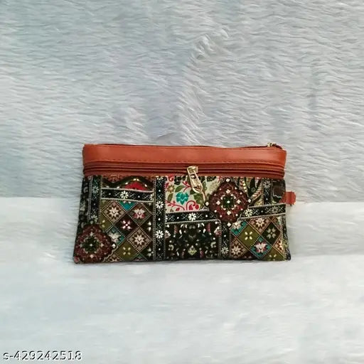 Multicolored patterned fabric stylish combo sling bag for women, shoulder strap