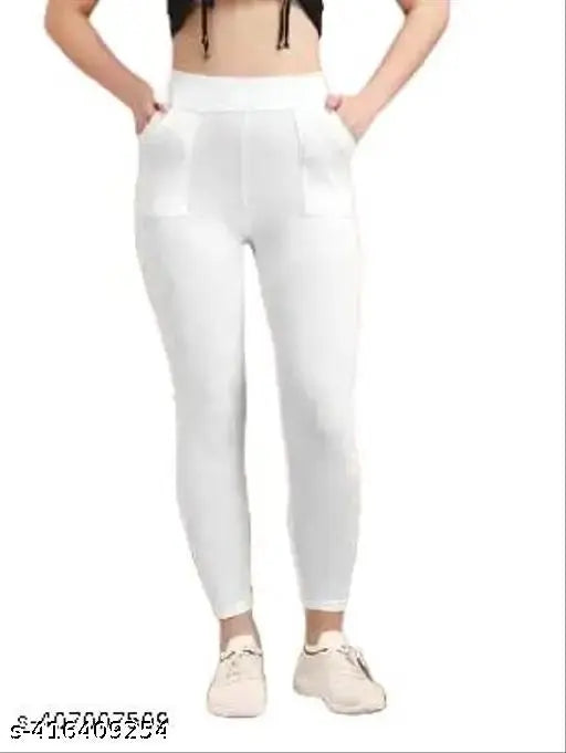 Stylish women's cotton blend jeans combo - solid net, two pieces in sizes M, L, XL & free size (India)