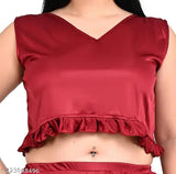 Red ruffled cotton skirt for women