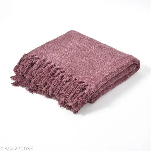 Maroon HomewayTex 100% Cotton Suva Slub Throw, artisanal Indian weaving with intricate patterns and natural color palette, versatile for sofa, bed, or armchair