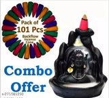 Handcrafted poly resin Adi Shankara Lord Adiyogi incense holder with 101 backflow scented cones, perfect for home decor or gifting. Made by skilled artisans in India