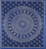 Blue Jaipuri cotton double bedsheet with 2 pillow covers, 240 thread count, Indian-made