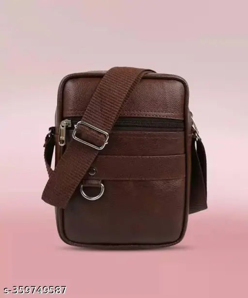 Brown leather crossbody laptop bag with multiple card slots