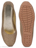 Golden synthetic leather ballet flats for women - Moonwalk Bellies Bantu style, ideal for party and daily wear, waterproof
