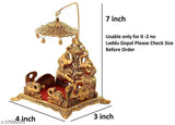 Metal oxide elephant-carved Krishna Sihasan showpiece (14cmx11cmx18cm) for pooja room, Indian artisan crafted religious decor gift