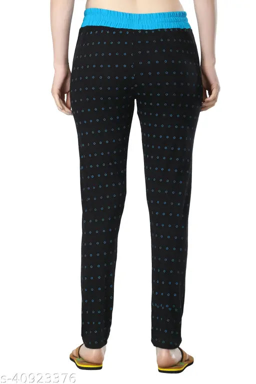 Women's multi-colored track pants with blue trim, pack of 2