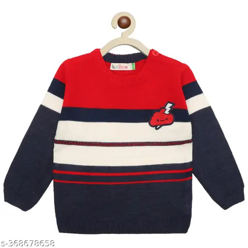 Acrylic striped hoodie for kids, unisex size-friendly, woolen material, India origin