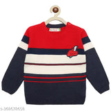 Acrylic striped hoodie for kids, unisex size-friendly, woolen material, India origin