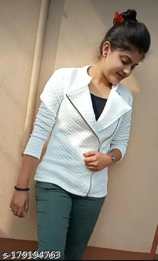 Viscose solid-pattern women's long-sleeve winter warm jacket - XS (bust 32in, length 22in)