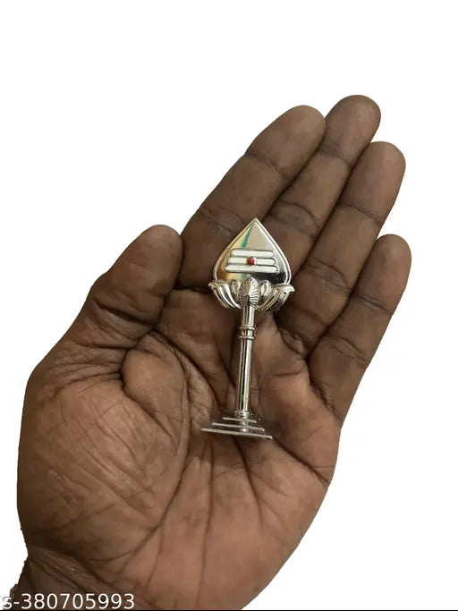 Silver-colour Small Size Murugan Vel Idol Figurine for car decor, office table - Handcrafted metal god statue from India
