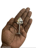 Silver-colour Small Size Murugan Vel Idol Figurine for car decor, office table - Handcrafted metal god statue from India