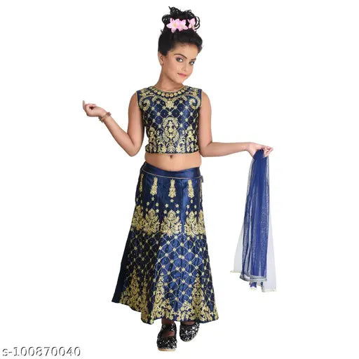 Soft silk lehenga choli set with super net dupatta, embroidered party wear from Fariha Fashions, India