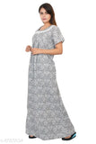 Handloom cotton nighty, printed Himanshu, XL/XXL/Free size, Indian traditional wear