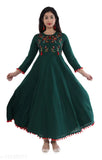 Rayon embroidered kurta with three-quarter sleeves, Indian traditional clothing for women in various sizes