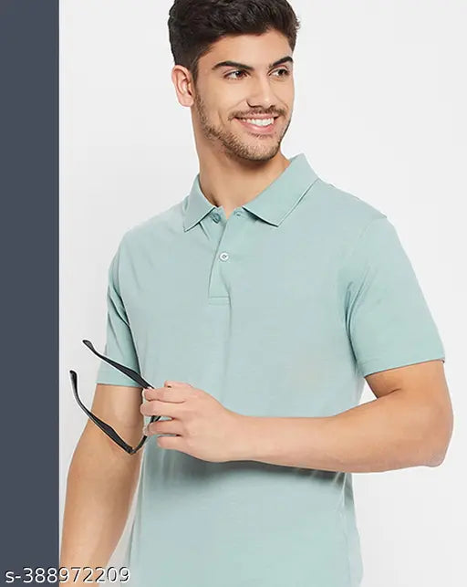 Soft cotton blend Uniberry men's half sleeve solid polo t-shirt - unmatched comfort, denim jeans pairing for a classic look
