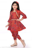 Silk blend A-line pyjama frock for kids, self-design ethnic wear, comfortable and skin-friendly, Indian craftsmanship